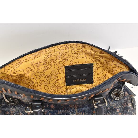 Piero Guidi Magic Circus Deserto Dipinto Handbag Black Leather All Over Print - Picture 4 of 8